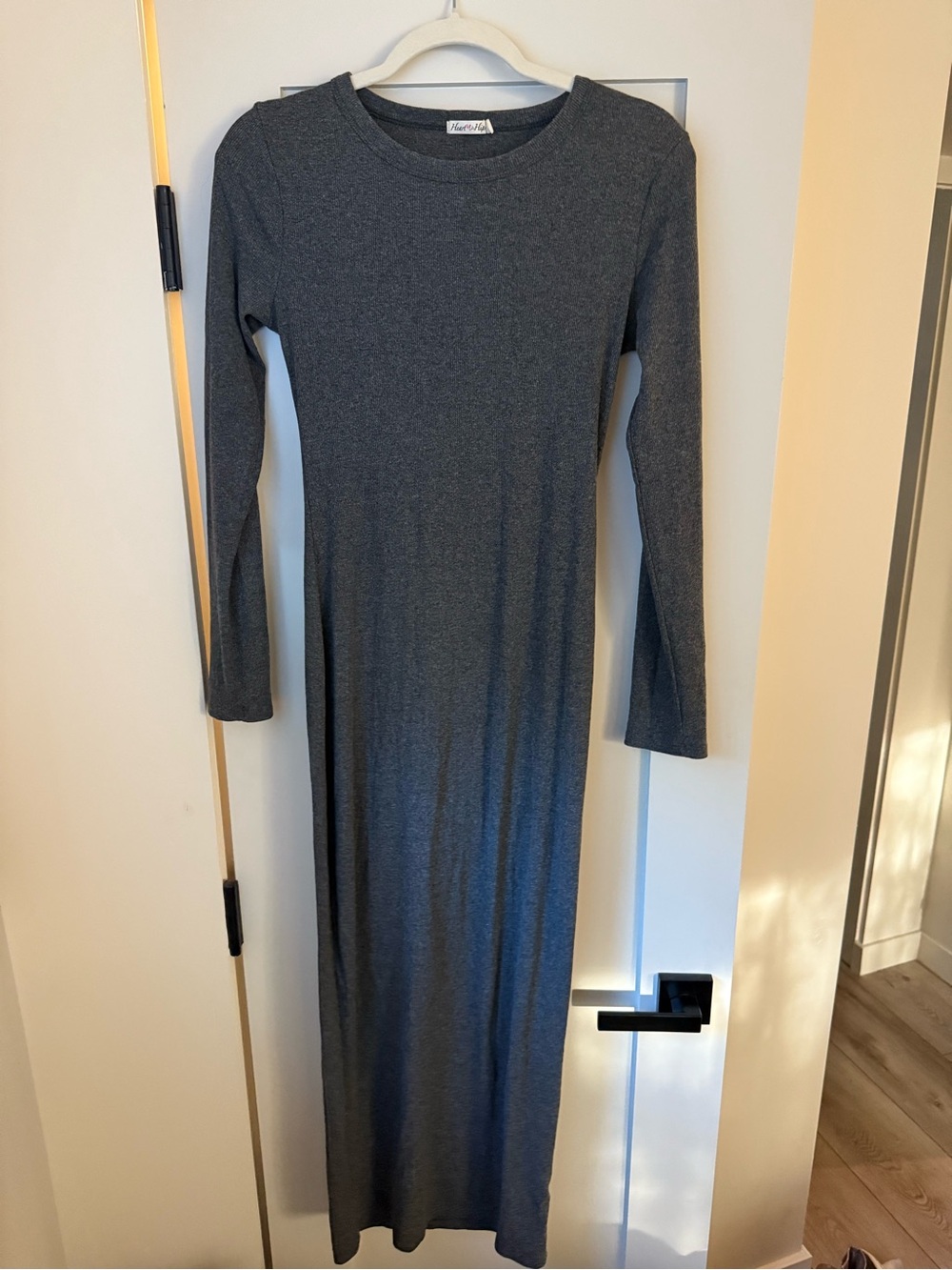 Pinkblush Charcoal Gray Long Sleeve Maxi Dress